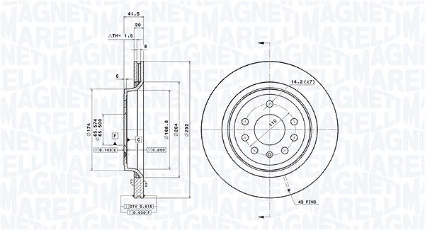 Magneti Marelli Bremsscheibe [Hersteller-Nr. 360406040101] für Vauxhall, Opel, Fiat, Saab, Cadillac