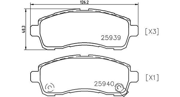 Magneti Marelli Bremsbelagsatz, Scheibenbremse [Hersteller-Nr. 363700449057] für Mazda