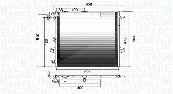 Magneti Marelli Kondensator, Klimaanlage [Hersteller-Nr. 350203947000] für Mercedes-Benz