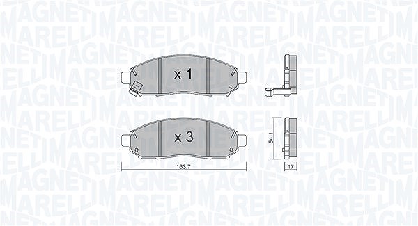 Magneti Marelli Bremsbelagsatz, Scheibenbremse [Hersteller-Nr. 363916060982] für Nissan
