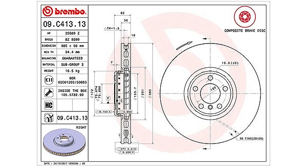 Magneti Marelli 1x Bremsscheibe belüftet vorne rechts [Hersteller-Nr. 360406131704] für BMW