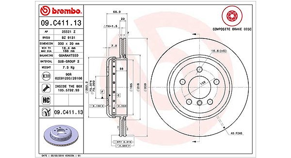Magneti Marelli Bremsscheibe [Hersteller-Nr. 360406131504] für BMW