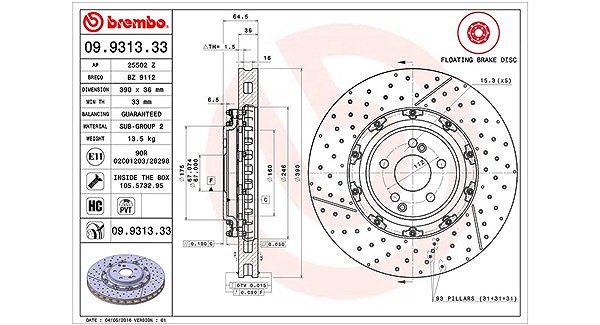 Magneti Marelli Bremsscheibe [Hersteller-Nr. 360406128603] für Mercedes-Benz