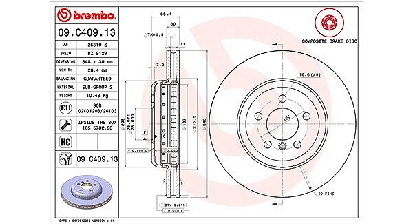 Magneti Marelli Bremsscheibe [Hersteller-Nr. 360406131304] für BMW