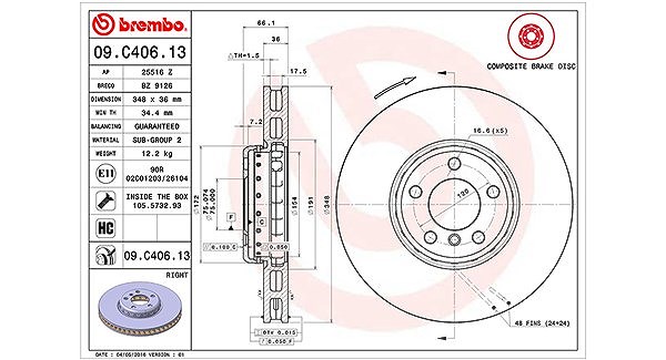 Magneti Marelli Bremsscheibe [Hersteller-Nr. 360406131004] für BMW