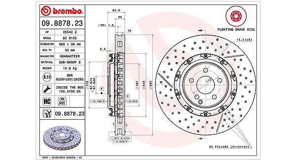 Magneti Marelli Bremsscheibe [Hersteller-Nr. 360406128303] für Mercedes-Benz