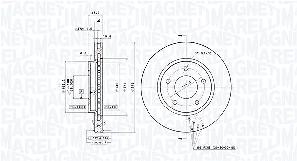 Magneti Marelli Bremsscheibe [Hersteller-Nr. 360406123001] für Mitsubishi