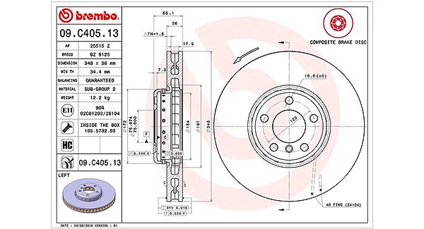 Magneti Marelli Bremsscheibe [Hersteller-Nr. 360406130904] für BMW