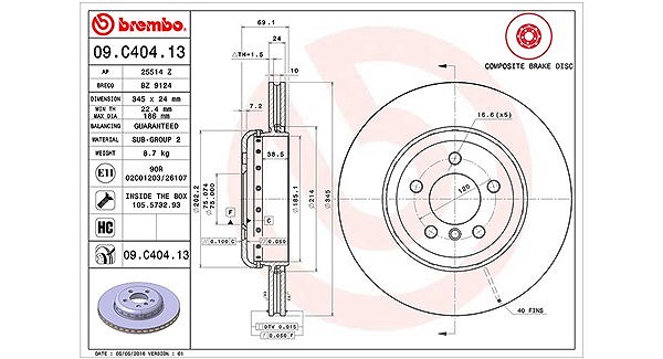 Magneti Marelli Bremsscheibe [Hersteller-Nr. 360406130804] für BMW