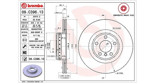 Magneti Marelli Bremsscheibe [Hersteller-Nr. 360406130204] für BMW