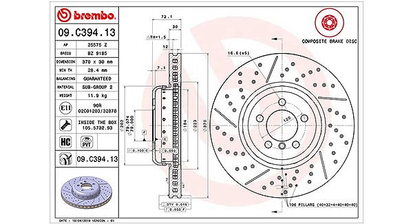 Magneti Marelli Bremsscheibe [Hersteller-Nr. 360406130104] für BMW