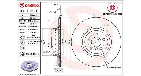 Magneti Marelli Bremsscheibe [Hersteller-Nr. 360406132104] für BMW