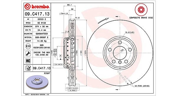 Magneti Marelli Bremsscheibe [Hersteller-Nr. 360406132004] für BMW