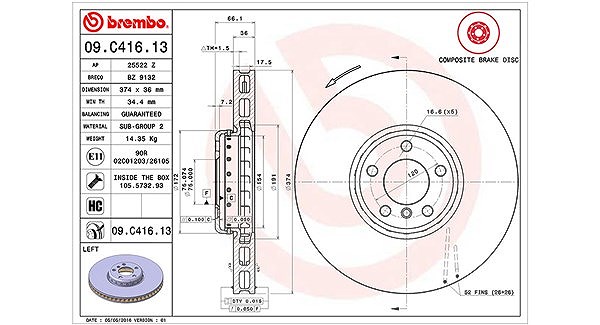 Magneti Marelli Bremsscheibe [Hersteller-Nr. 360406131904] für BMW
