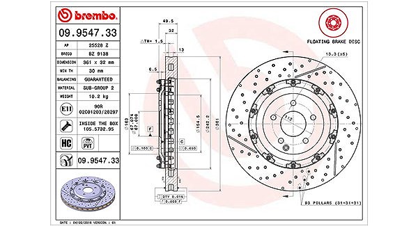 Magneti Marelli Bremsscheibe [Hersteller-Nr. 360406128903] für Mercedes-Benz