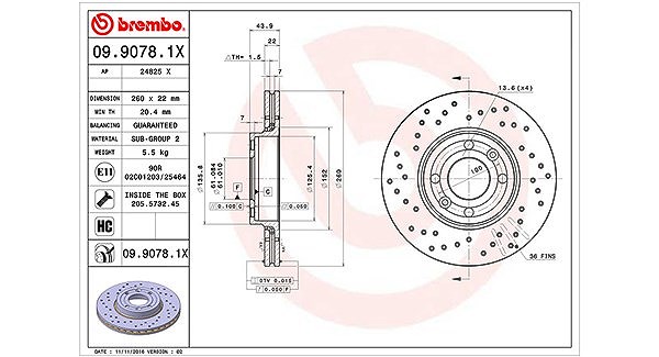 Magneti Marelli Bremsscheibe [Hersteller-Nr. 360406036602] für Renault, Dacia, Nissan