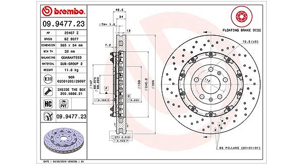 Magneti Marelli Bremsscheibe [Hersteller-Nr. 360406128803] für Audi