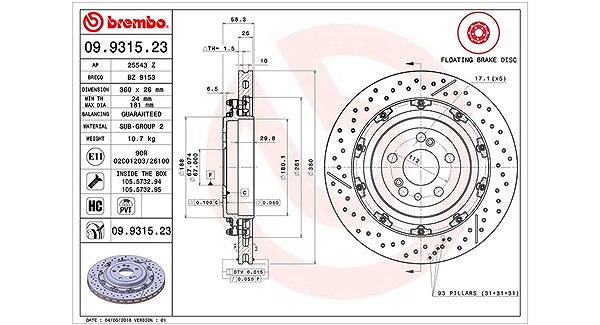 Magneti Marelli Bremsscheibe [Hersteller-Nr. 360406128703] für Mercedes-Benz