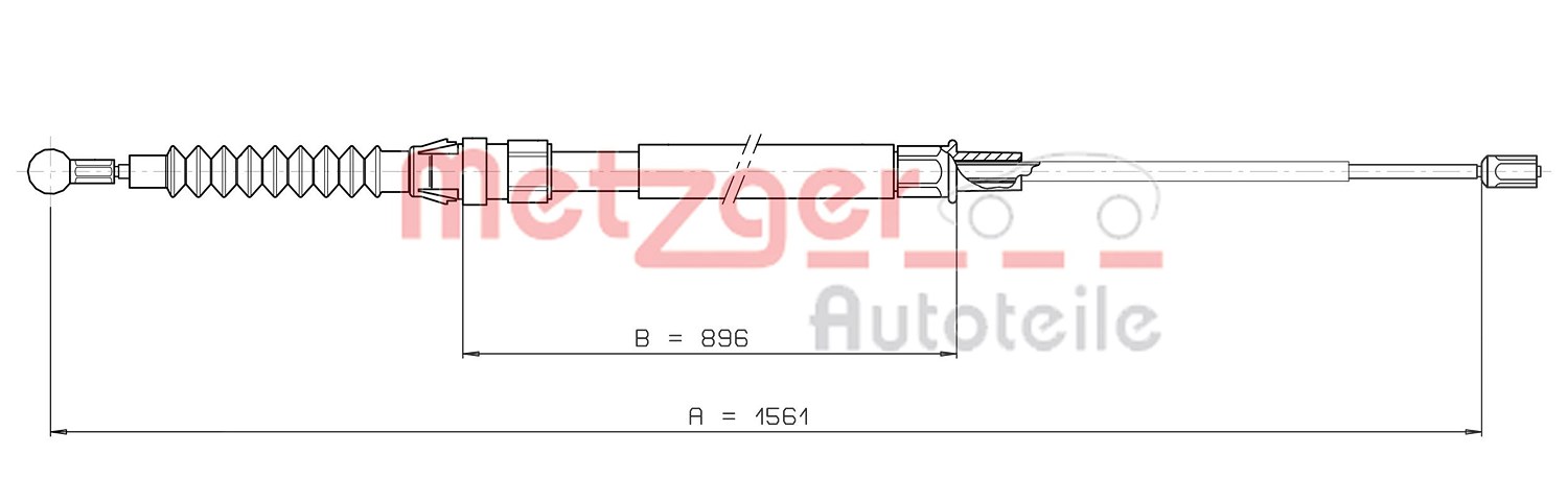 Metzger Autoteile Seilzug, Feststellbremse [Hersteller-Nr. 10.7627] für VW
