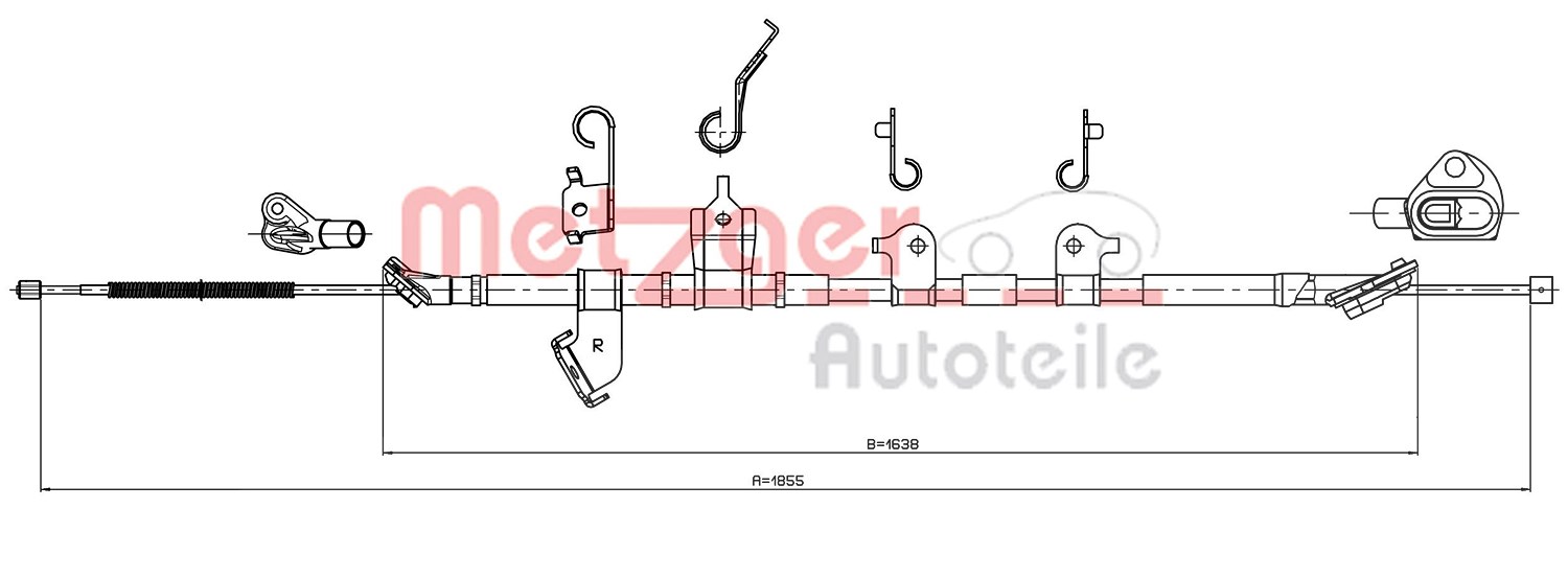 Metzger Autoteile Seilzug, Feststellbremse [Hersteller-Nr. 17.1570] für Toyota