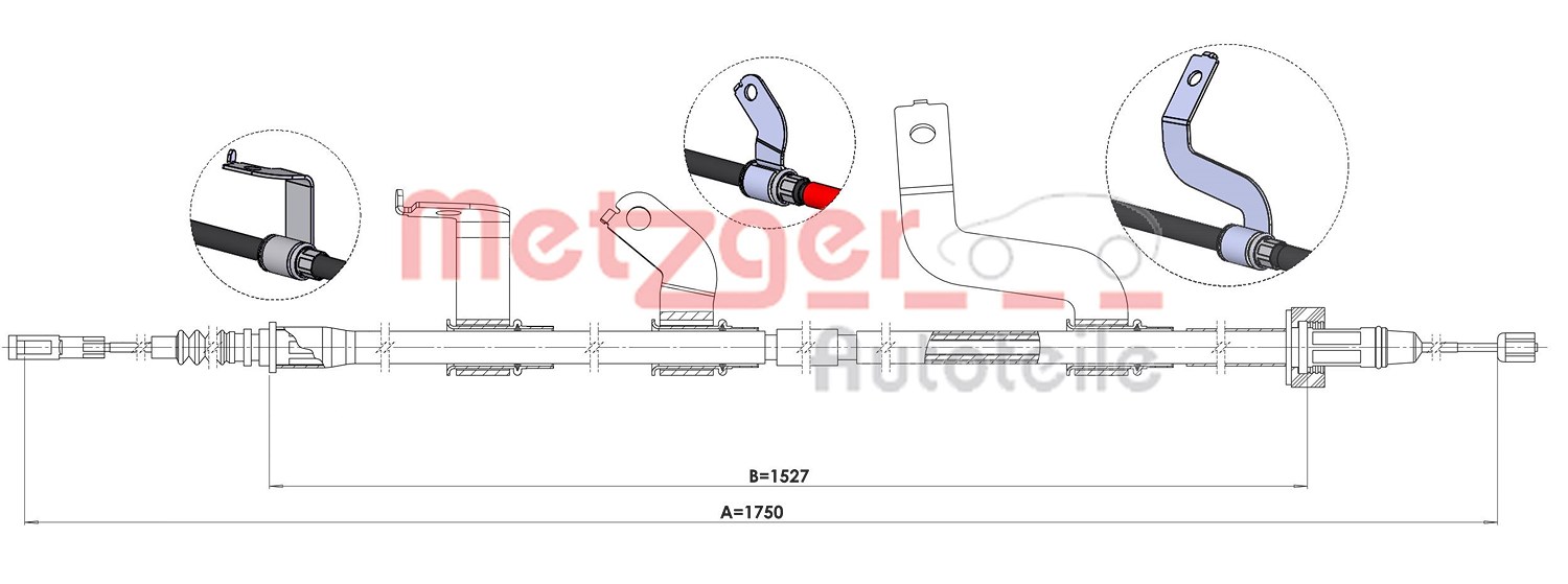 Metzger Autoteile Seilzug, Feststellbremse [Hersteller-Nr. 1.KI017] für Hyundai, Kia