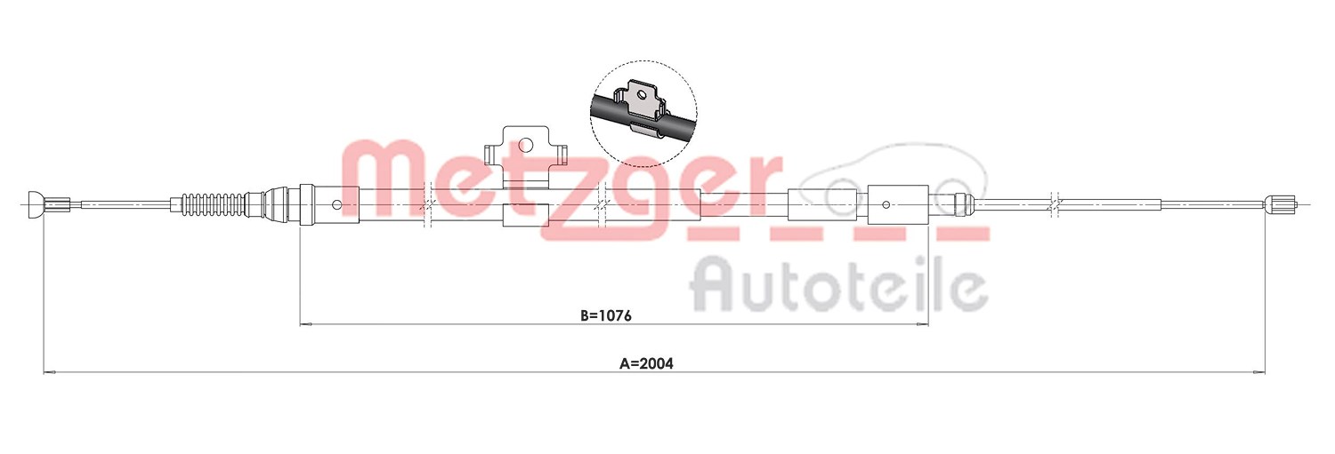 Metzger Autoteile Seilzug, Feststellbremse [Hersteller-Nr. 1.PE004] für Peugeot