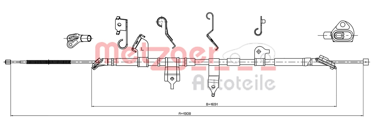 Metzger Autoteile Seilzug, Feststellbremse [Hersteller-Nr. 17.1569] für Toyota