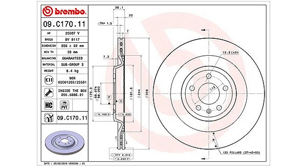 Magneti Marelli Bremsscheibe [Hersteller-Nr. 360406132401] für Audi