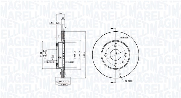Magneti Marelli Bremsscheibe [Hersteller-Nr. 360406132201] für Perodua, Subaru, Daihatsu