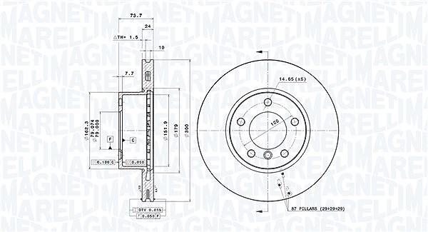 Magneti Marelli Bremsscheibe [Hersteller-Nr. 360406128201] für BMW