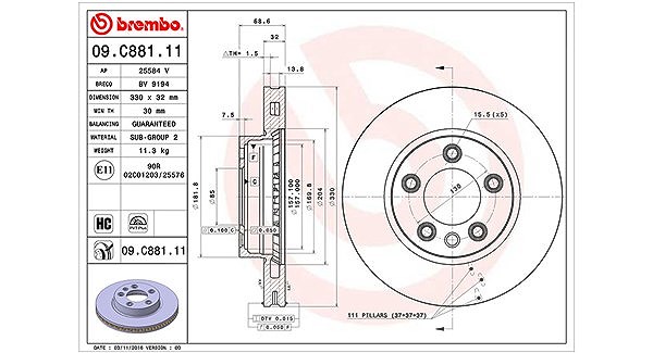 Magneti Marelli Bremsscheibe [Hersteller-Nr. 360406128001] für VW, Porsche
