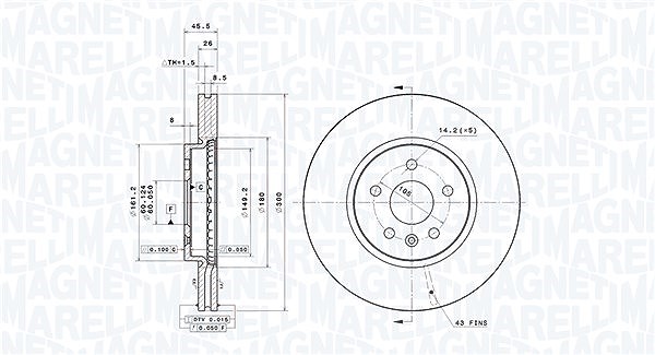 Magneti Marelli Bremsscheibe [Hersteller-Nr. 360406127601] für Chevrolet, Opel, Vauxhall