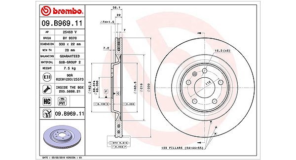 Magneti Marelli Bremsscheibe [Hersteller-Nr. 360406127201] für Porsche, Audi