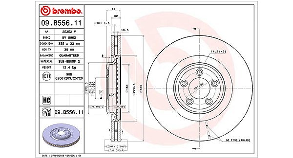 Magneti Marelli Bremsscheibe [Hersteller-Nr. 360406127101] für Jaguar
