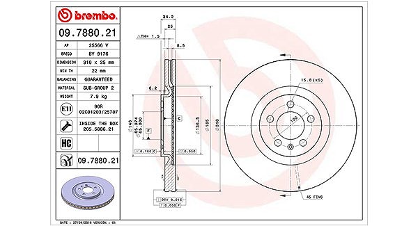 Magneti Marelli Bremsscheibe [Hersteller-Nr. 360406127001] für VW, Seat, Audi