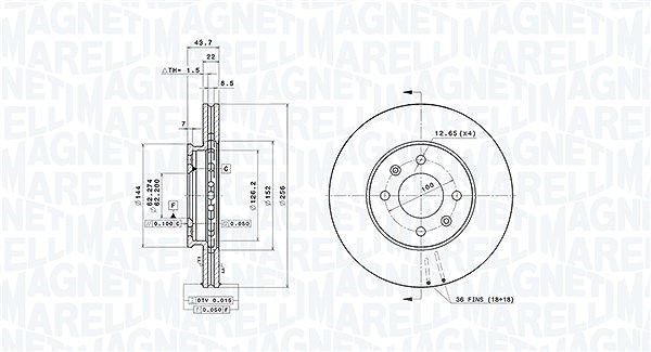 Magneti Marelli Bremsscheibe [Hersteller-Nr. 360406126701] für Hyundai, Kia