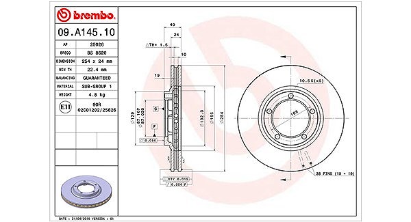 Magneti Marelli Bremsscheibe [Hersteller-Nr. 360406126400] für Hyundai