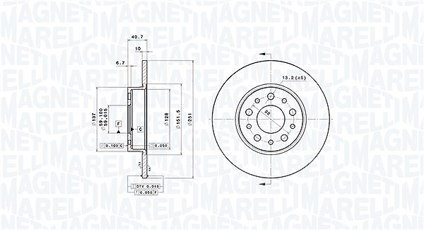 Magneti Marelli Bremsscheibe [Hersteller-Nr. 360406121301] für Fiat