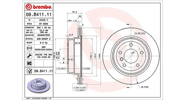 Magneti Marelli Bremsscheibe [Hersteller-Nr. 360406124101] für BMW