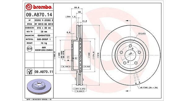Magneti Marelli Bremsscheibe [Hersteller-Nr. 360406123900] für Subaru