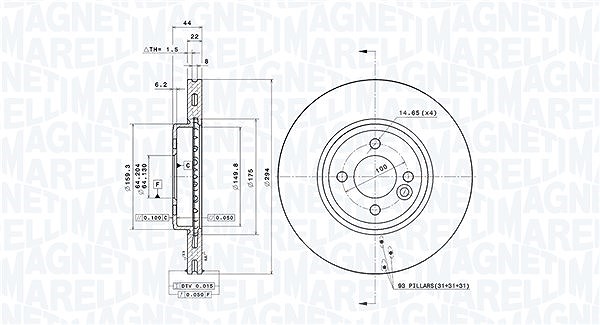 Magneti Marelli Bremsscheibe [Hersteller-Nr. 360406123801] für Mini