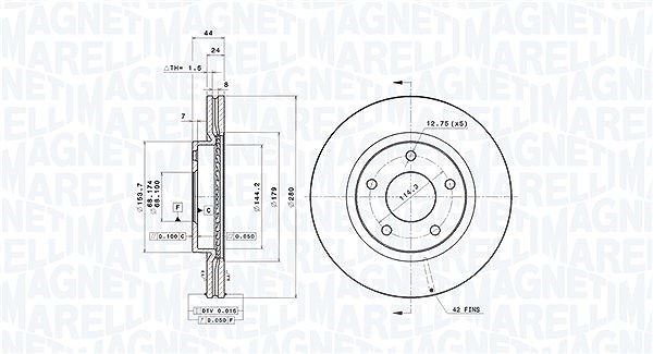 Magneti Marelli Bremsscheibe [Hersteller-Nr. 360406120801] für Nissan