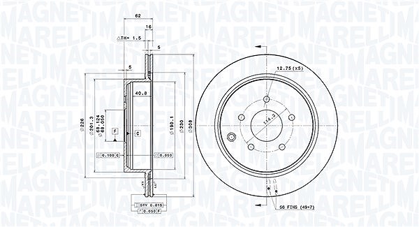 Magneti Marelli Bremsscheibe [Hersteller-Nr. 360406123701] für Infiniti, Nissan