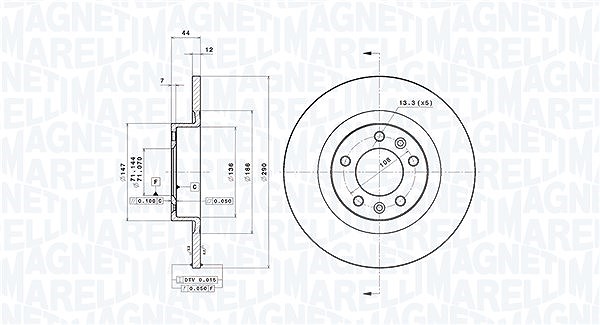 Magneti Marelli Bremsscheibe [Hersteller-Nr. 360406123401] für Peugeot