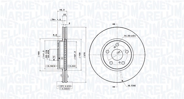 Magneti Marelli Bremsscheibe [Hersteller-Nr. 360406120401] für Subaru, Toyota