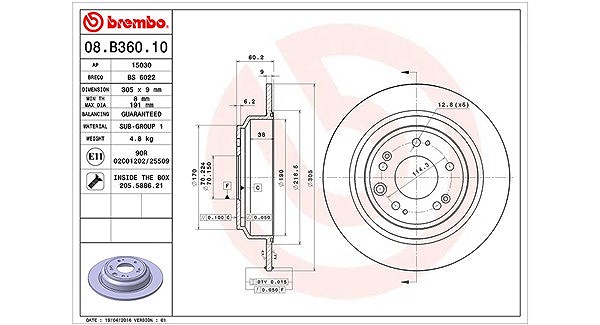 Magneti Marelli Bremsscheibe [Hersteller-Nr. 360406120100] für Honda