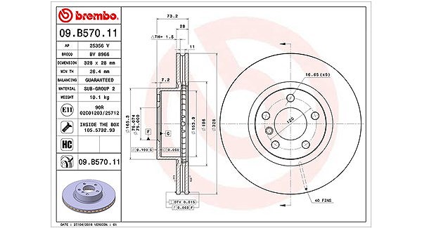 Magneti Marelli Bremsscheibe [Hersteller-Nr. 360406119801] für BMW