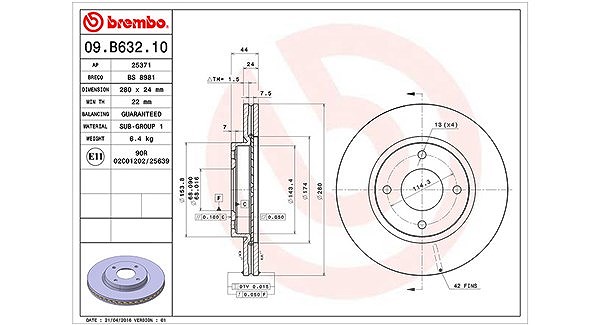 Magneti Marelli Bremsscheibe [Hersteller-Nr. 360406119300] für Nissan