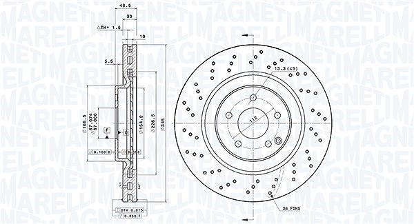 Magneti Marelli Bremsscheibe [Hersteller-Nr. 360406126001] für Mercedes-Benz