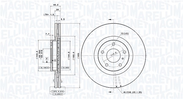 Magneti Marelli Bremsscheibe [Hersteller-Nr. 360406125701] für Nissan, Infiniti